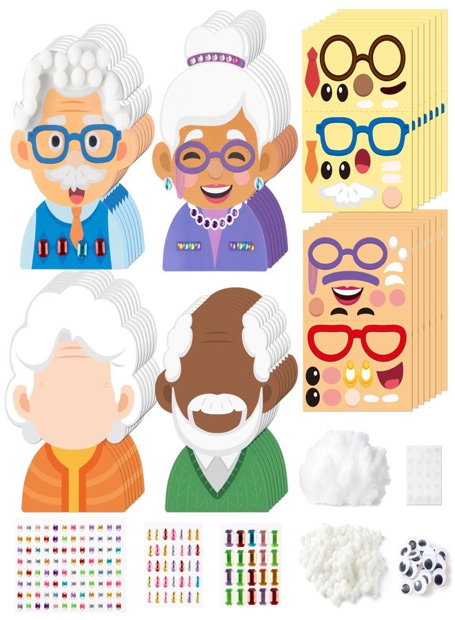 BeYumi 100 Days Grandparents Carft - 28Pcs 100th Day of School Grandparents DIY Craft Kit for Kids Make Your Own Old Lady Grandpa Stickers Game School Classroom Art Activity Party Favor Decor Supplies - Image 1